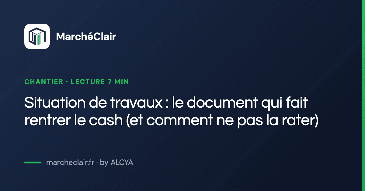 Situation de travaux : le document qui fait rentrer le cash (et comment ne pas la rater)